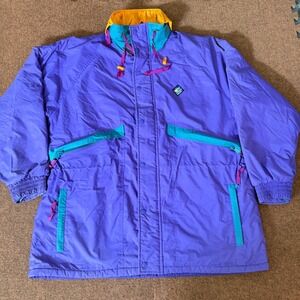 Vintage Sunbelt Sportswear Ski Jacket Purple Colorblock 90s Parka Mens XL B+ fit